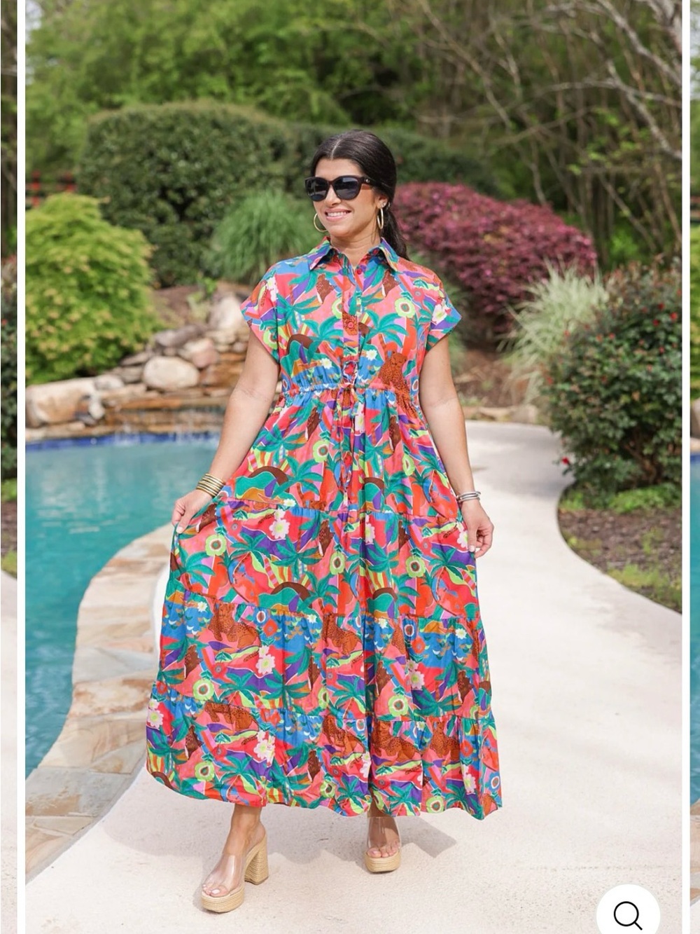 NEW BRITON COURT tropical perfection gianna maxi dress coral, hot pink, blue XS